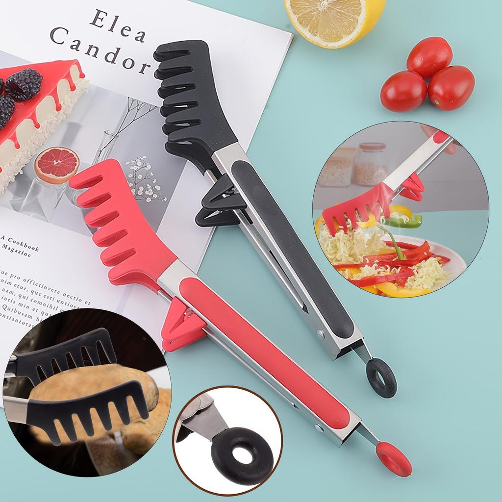 Silicone Food Clip Non-slip Pasta Salad Clip Kitchen BBQ Noodle Tongs Multi-functional Heat-resistant Anti-scald Food Tongs