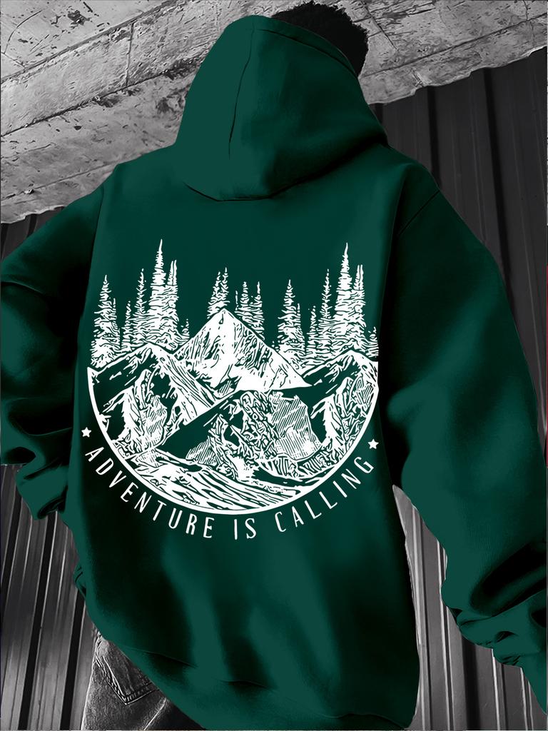 Attractive Kids Hip Hop Sports Hooded Sweatshirt, vivid mountain tree print, comfortable loose silhouette for boys girls casual sports.