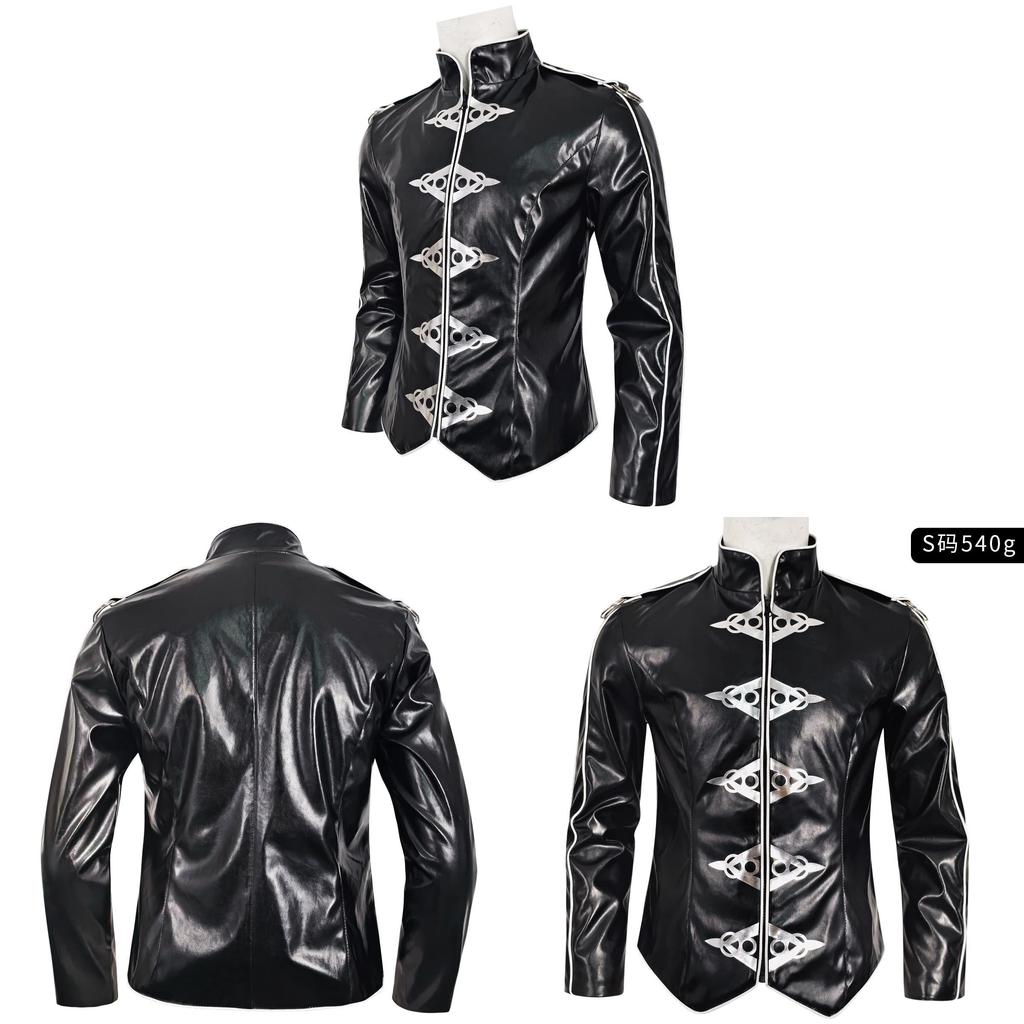 Michael Jackson Punk Black Pu Leather Jacket For Halloween Stage Shows