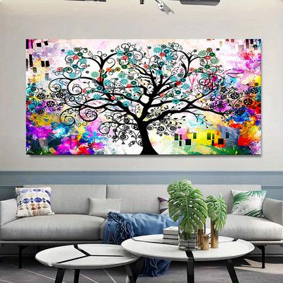 Pittura su Tela Astratta Colorata Arte Albero Fiore Paesaggio Stampa Poster Immagine Per Decorazione Murale Per Soggiorno Camera da Letto Arte Murale Decorazione per la Casa