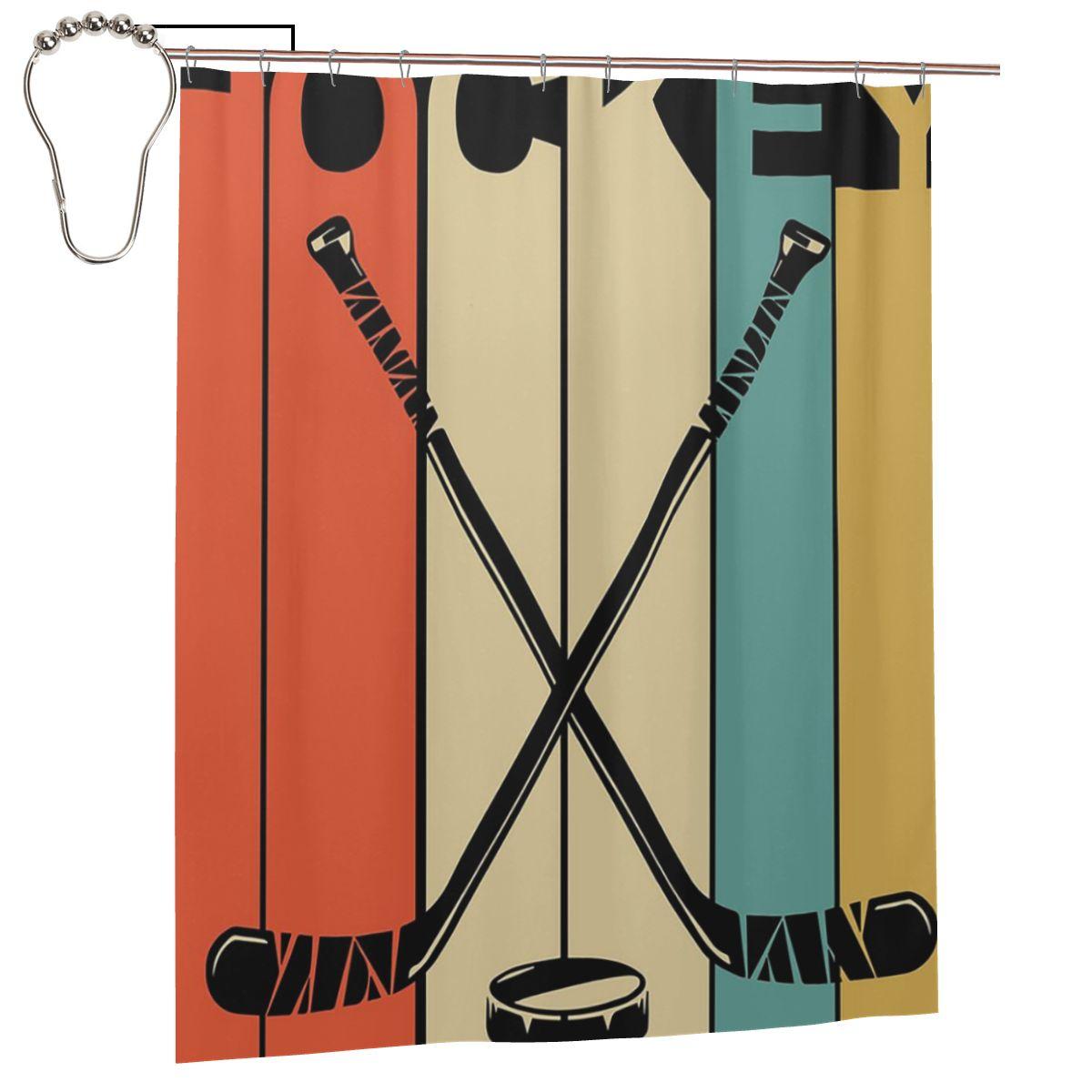 

Hockey Vintage Shower Curtain Bathroom Polyester Waterproof Bath Curtains With Hooks W60H190(CM)-1 Pcs