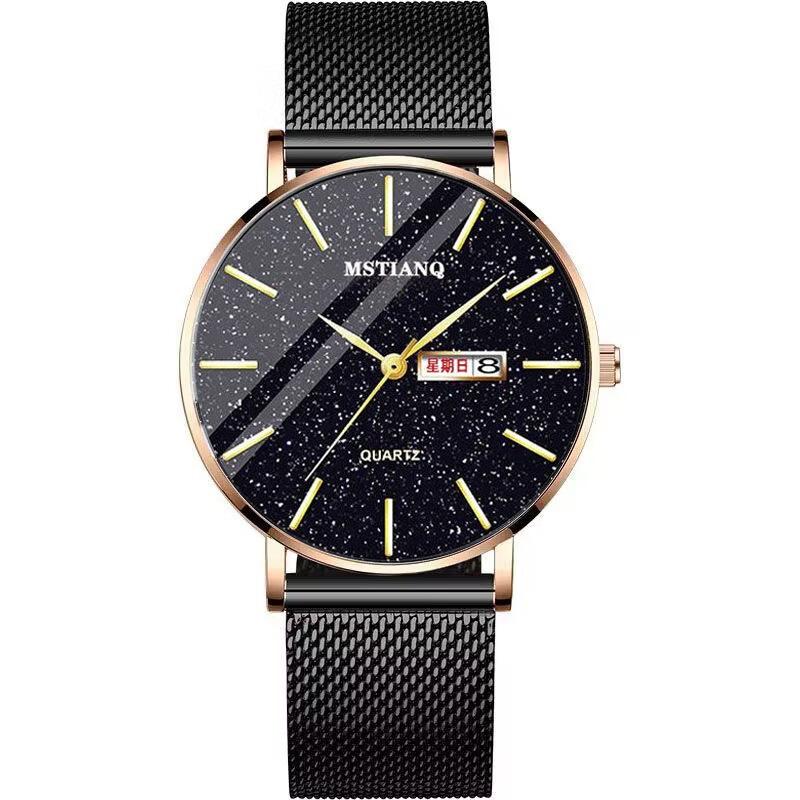 Watch Men'S Simple Student Teen Trend Luminous Waterproof Trend Day Mesh Belt Starry Sky Quartz Watch
