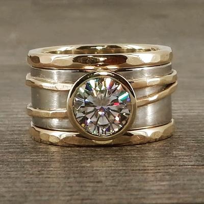Mode Nische Geometrisch Retro Breites Gesicht Eingelegter Zirkon Ring für Damen Herren High-End Design Sinn Personalisierter Party Zirkon Geschenk