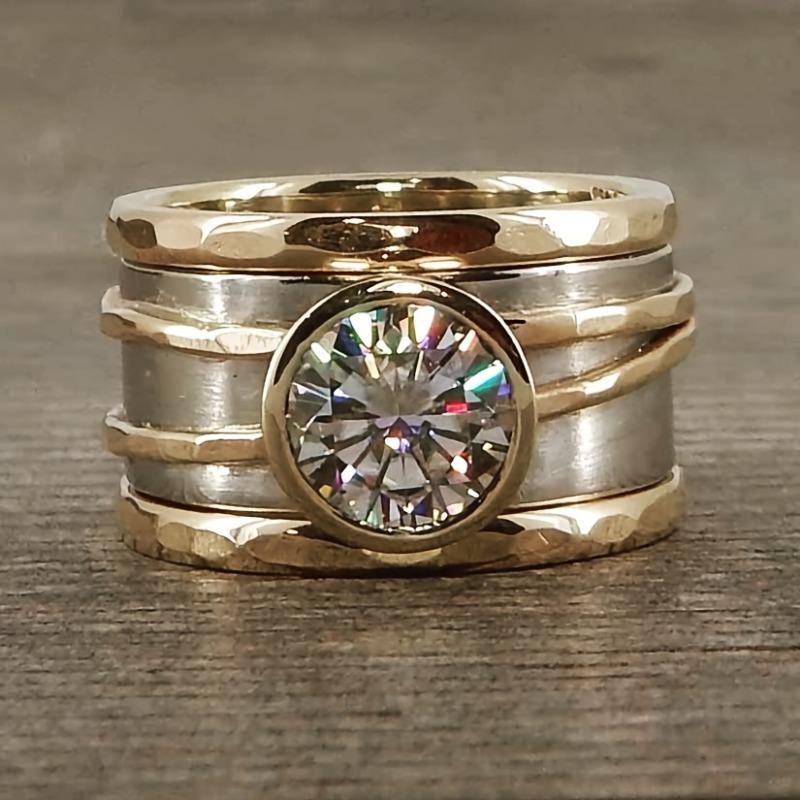 Fashion Niche Geometric Retro Wide Face Inlaid Zircon Ring for Women Men High-end Design Sense Personalized Party Zircon Gift