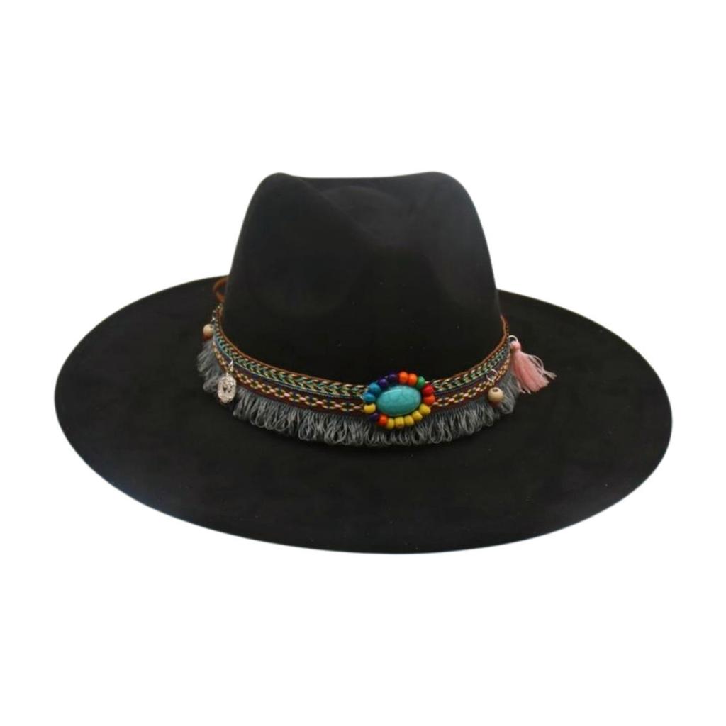 Round Flat Brim French Ethnic Style High-End Top Hat New Stage Jazz Hat Western Cowboy Hat