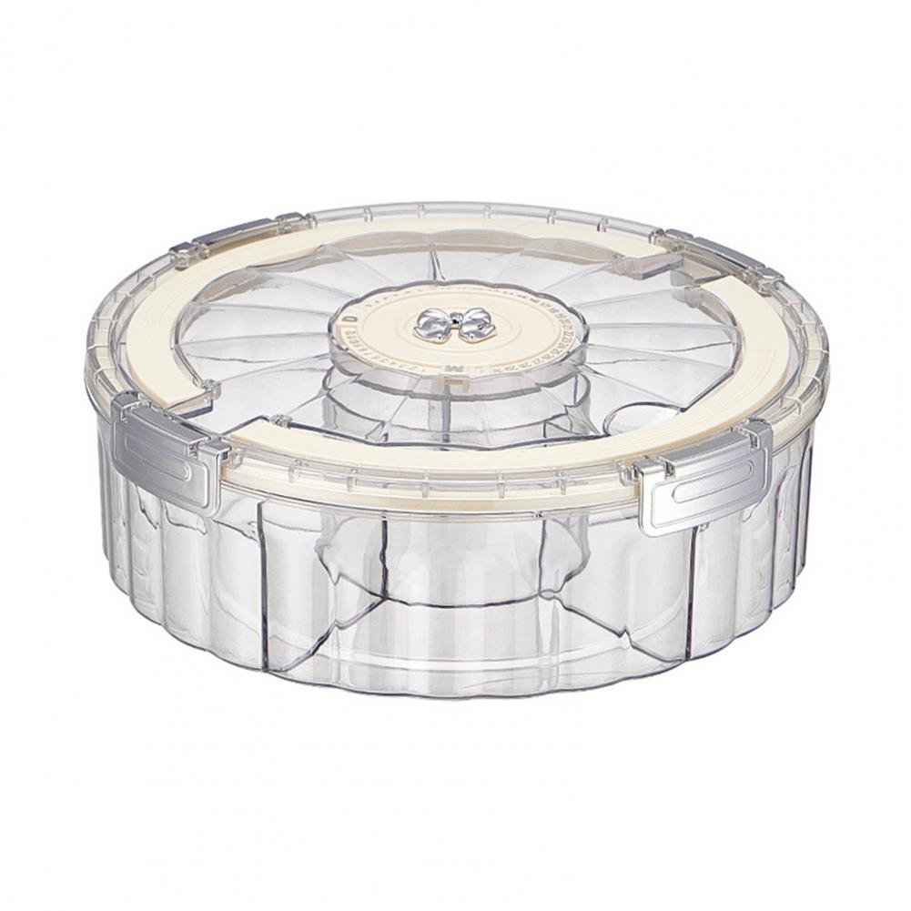 Dry Fruit Plate Divided Serving Tray Rotating Snack Tray with Lid Handle 6-compartment Divided Serving Platter for Snacks