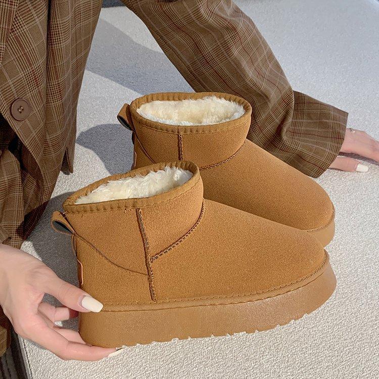 

Зимние ботинки для женщин, новый зимний стиль, хлопковая обувь с толстым бархатом для верхней одежды, нескользящие ботинки для зимней одежды 36 хаки