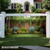2D Tropical Agave Hanging Vine Wood Fence Backdrop Garden Banner