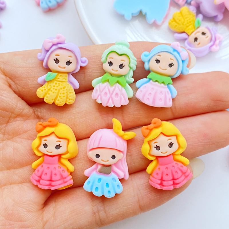 20 Pièces Nouvelle Mignonne Mini Petite Fille Princesse Figurine en Résine Artisanat Cabochon Plat Ornement Fabrication de Bijoux Accessoires pour Cheveux