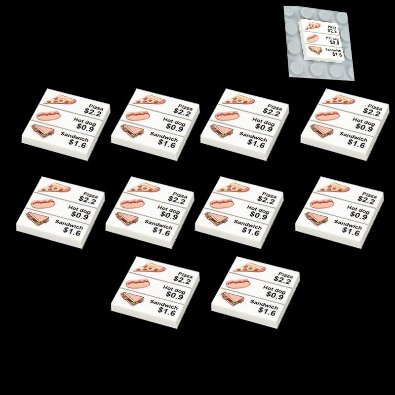 City Food Building Blocks Character Accessories Printing Set Fish Mushroom Fruit Burger Refrigerator Hot Dog Pizza Basin Toy