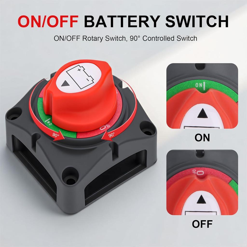 Top Post Battery Disconnect Switch, 250A 12-48V On/Off, Heavy-Duty Battery Disconnect Switch for Cars, Vehicles, RVs, and Boats