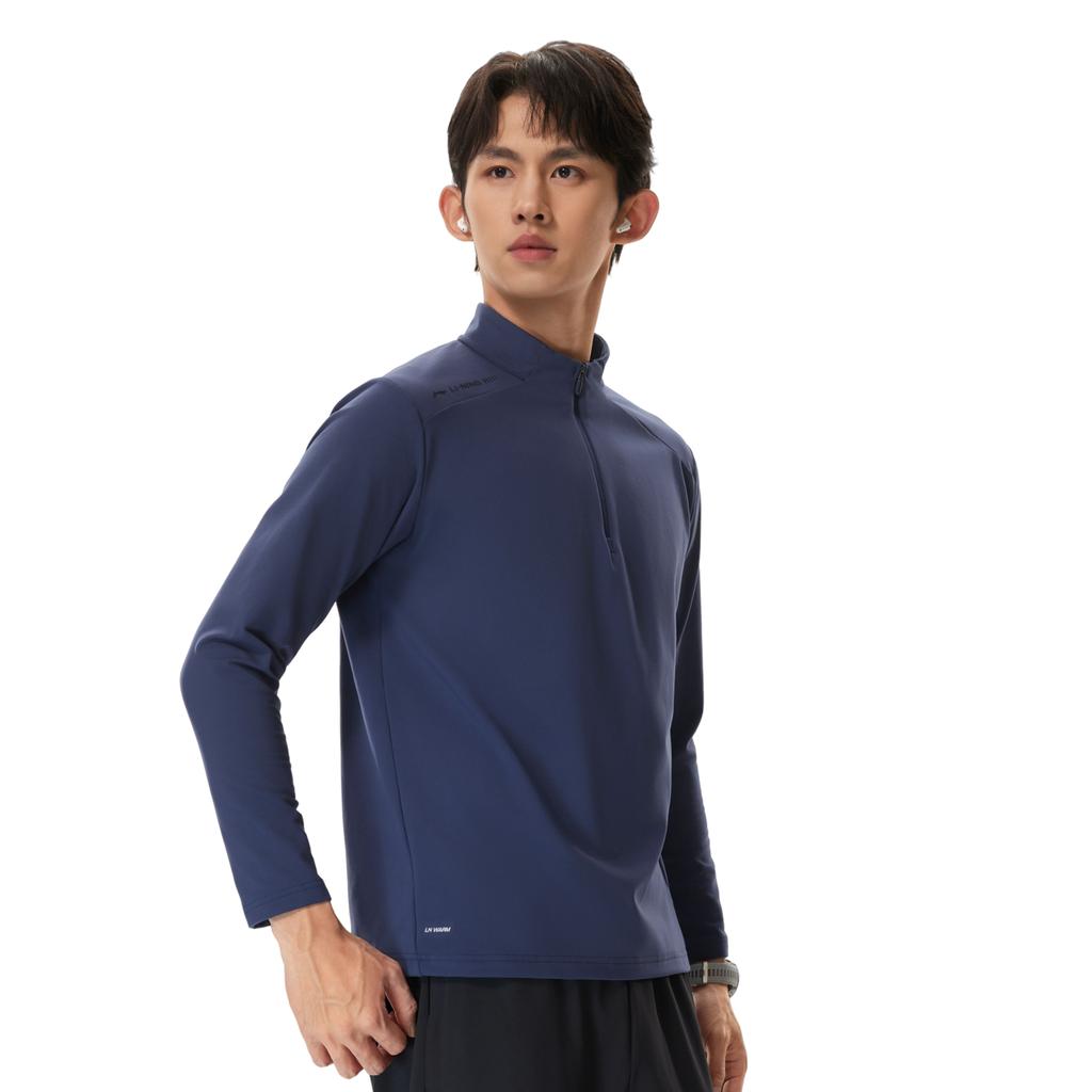 Li-Ning Fitness Series Stand Collar Logo Letter Stitching Long Sleeve T-Shirt Men tops ATLV365-3