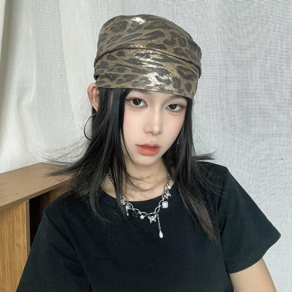 Y2K Leopard Print Hair Scarf Hip Hop Punk Bandana Fashion Triangular Headscarf Girls