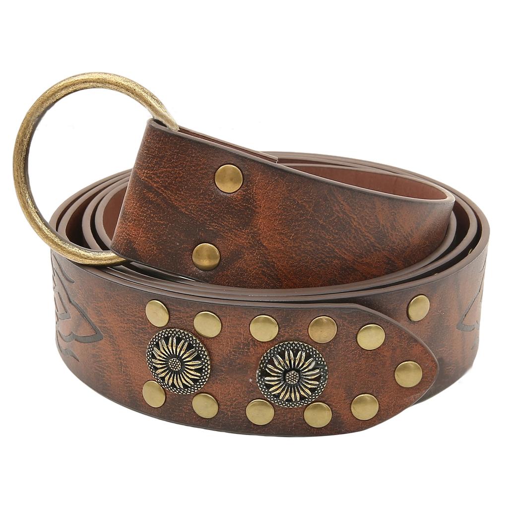 Medieval Waistband Vintage Cosplay Viking Studded Belt for Men Cosplay Supplies PU Waistband for Photoshoots and Stage