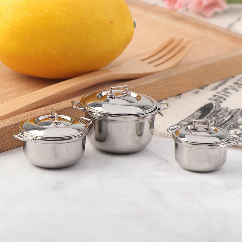 1/12 Dollhouse Miniature Imitated Stainless Steel Casserole Kitchen Cookware