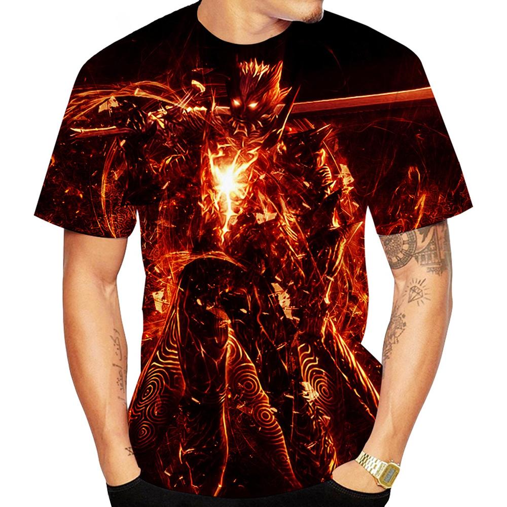 Summer Round Neck 3D Devil May Cry Print Top Fashionable Casual Short Sleeved Men's T-shirts