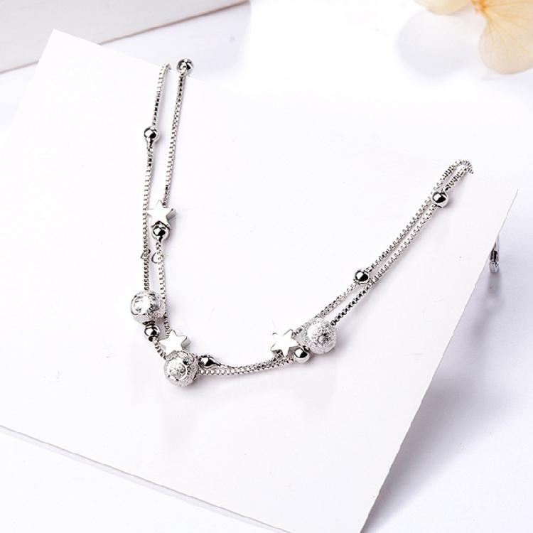 Star Bracelet Silver Color Round Bead Chain Bracelet For Women Girls Gift