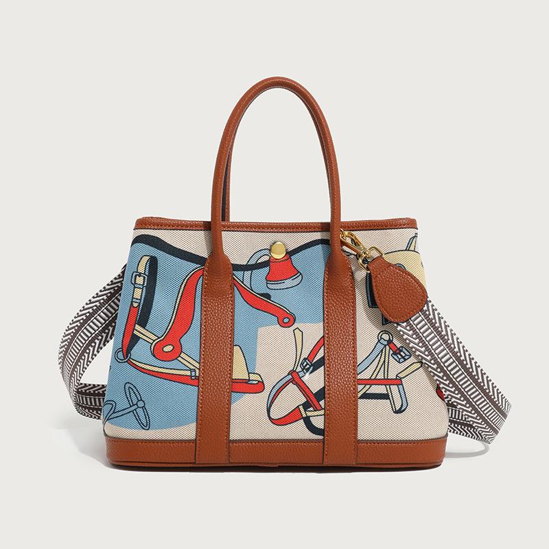 

Printed Canvas Bag, Garden Bag, European And American Classic Painted Tote Women S Bag, Graffiti Large-Capacity Portable Women S Bag