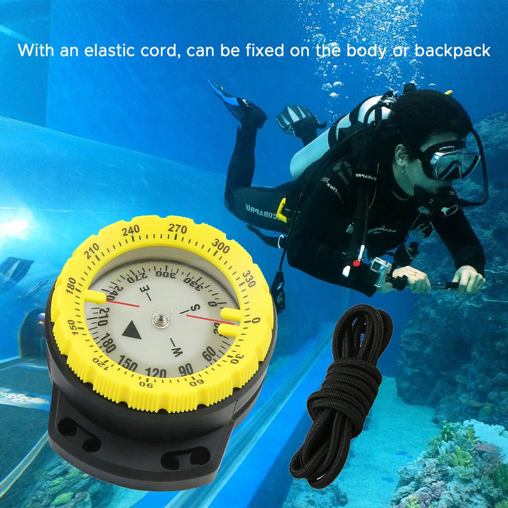50M Underwater Diving Compass Luminous Dive Wrist Compass Waterproof Navigation Tool with Elastic