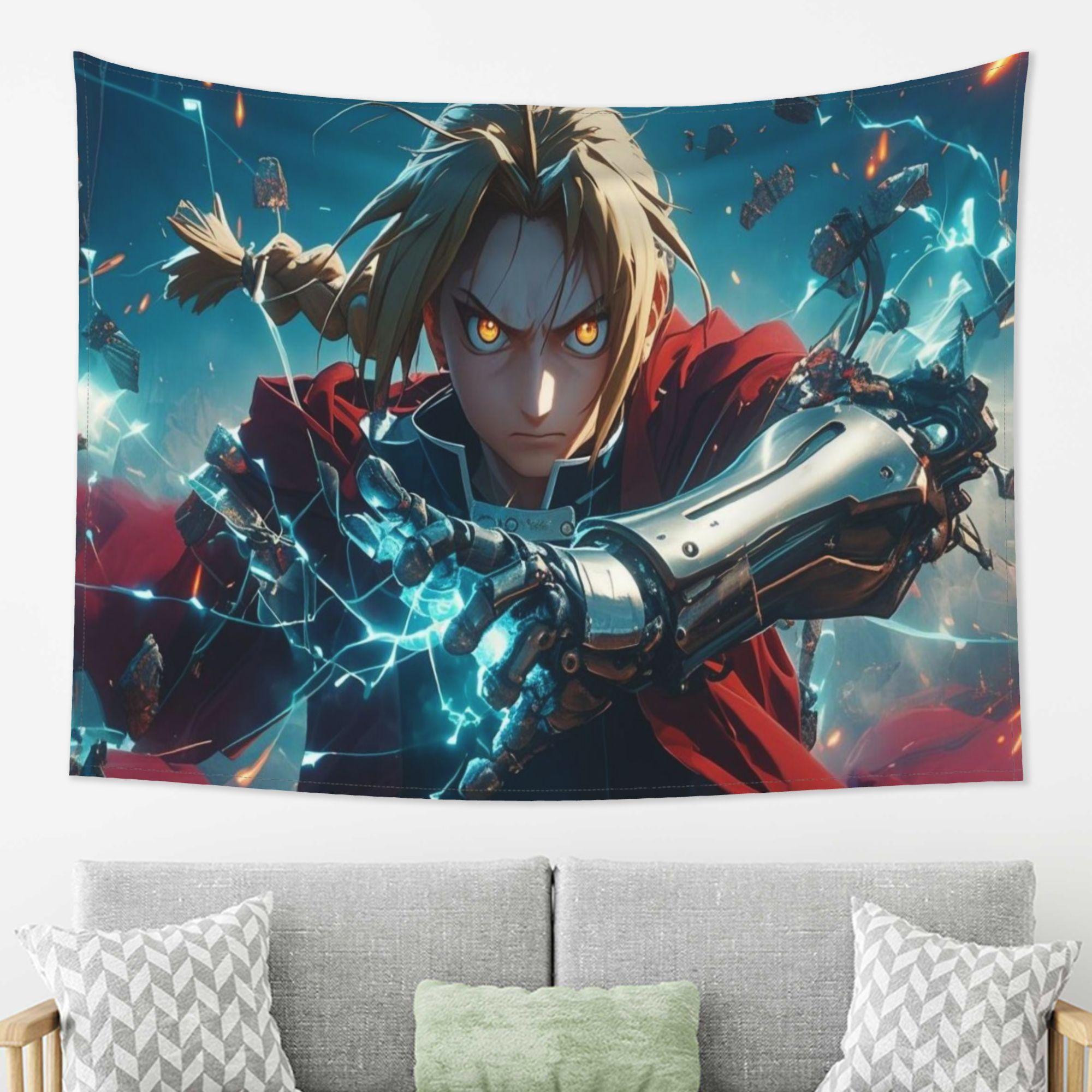 Anime Warrior Tapestry  Intense action scenes of robotic arms  perfect for home decoration adding adventure and heroism 74x94cm(29x37in)