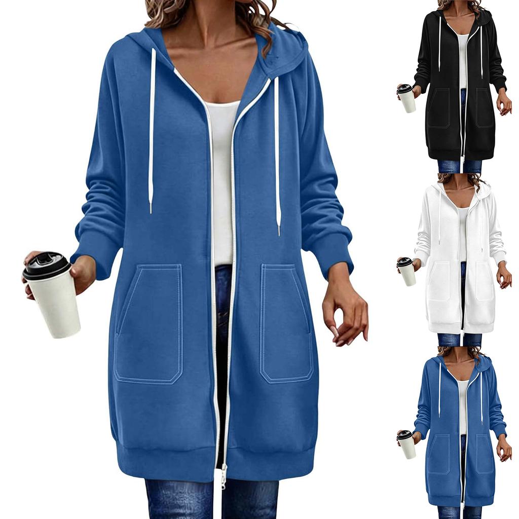 Damen Casual Farbe Langarm Locker Geschnitten Jacke für den täglichen Gebrauch