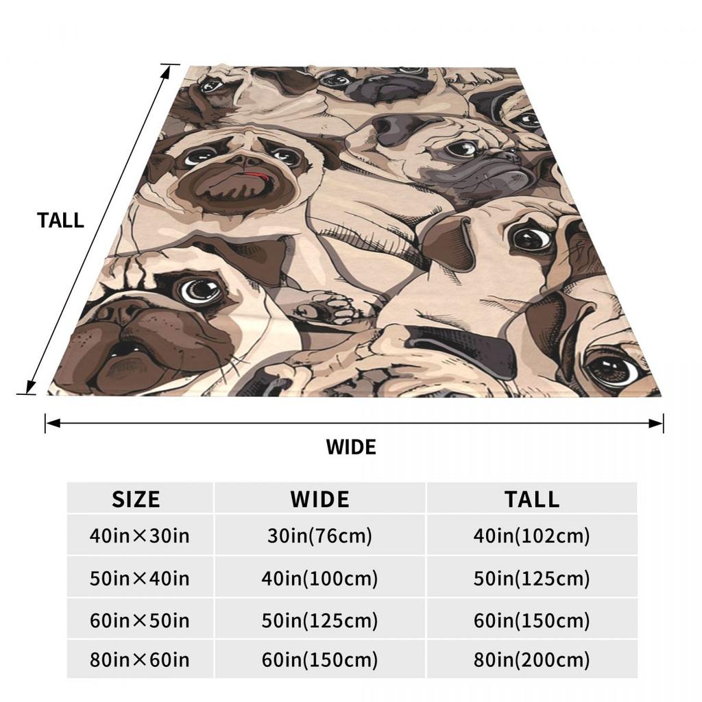 Dog Sherpa Cute Pug Dog Animal Theme Blankets Flannel Throw Blanket Lightweight Throw Blankets for Bedding Throws Bedspread