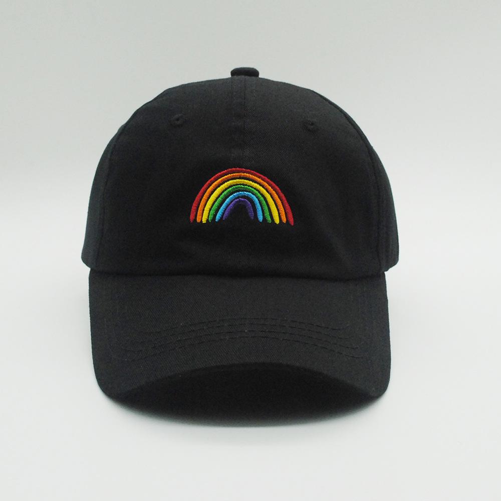 Adjustable rainbow embroidered baseball cap suitable for outdoor travel and sun protection, suitable for both men and women