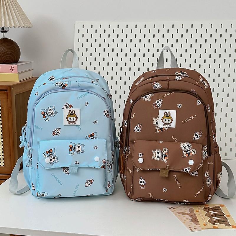 School Bag for Primary and Secondary School Students Cute Cartoon Printed School Bag Labu Cloth Casual Versatile Backpack College Style Backpack