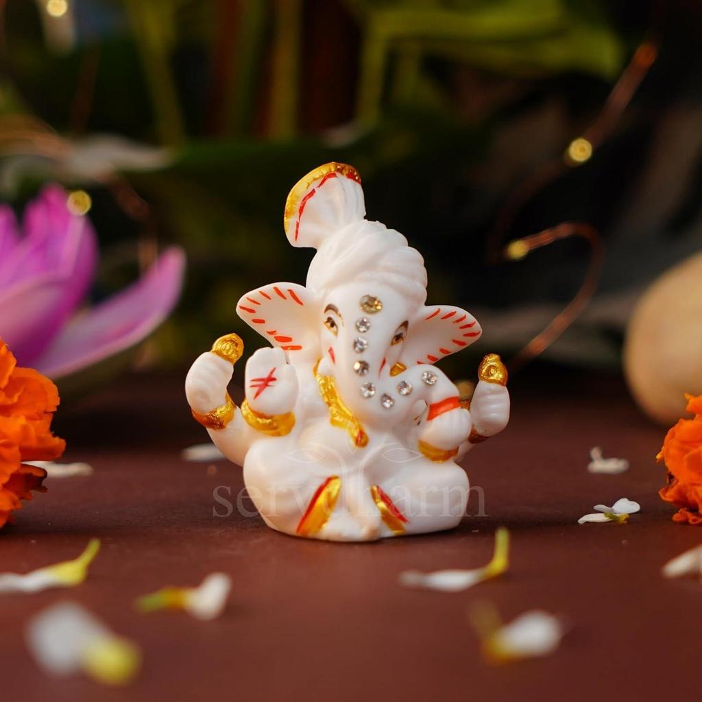 Pagri Ganesh Ji Murti Decorative Showpiece for Home Decor| Ganesh Idol for Car Dashboard Home Temple Office Desk Pooja Room