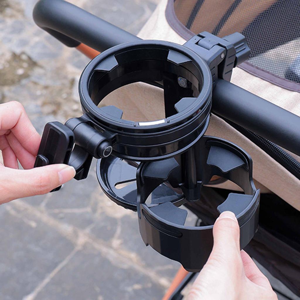 Baby Stroller Cup Holder With Hook Multi Functional Bottle Organizer Compatible With Standard Handlebars For Bicycle And Pram