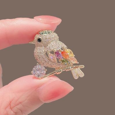 Modische Strass-Vogelbrosche Süße Tier-Vogelbroschen Schal Kleid Mantel Reversnadeln Anzugabzeichen Schmuckgeschenke