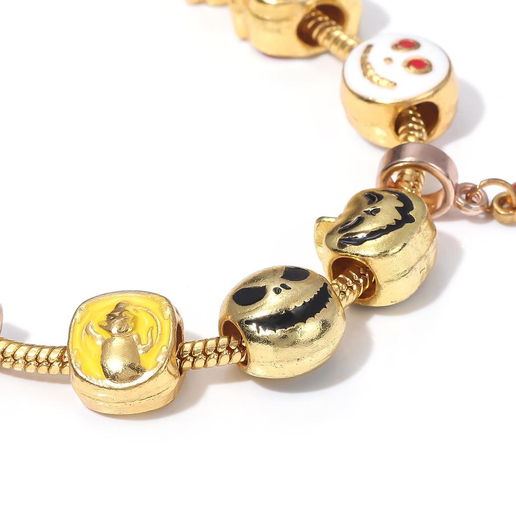 Golden Nightmare Before Christmas Jack & Sally Pumpkin Prince Halloween Bracelet