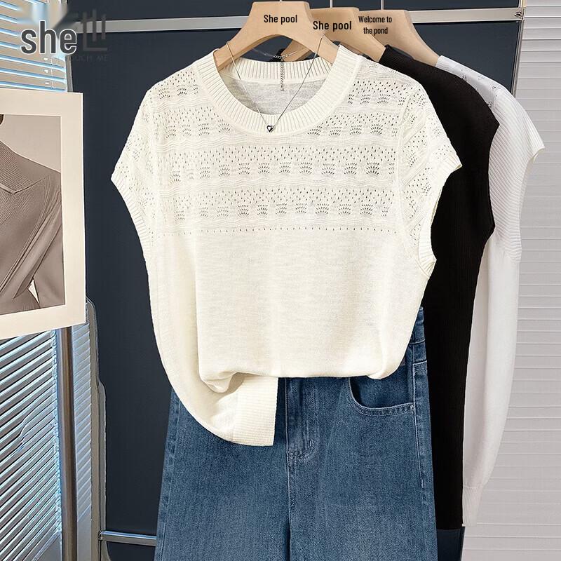 Women s Solid Cutout Ice Silk Knit T-Shirt One Size
