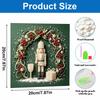 Framed Pearl Art DIY Kit with Christmas Nutcracker and Holly Wreath 3D Sparkling Bead Canvas Painting Handmade Gift for Home Decoration