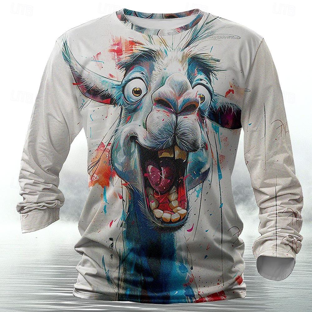 Funny 3D Chicken Print Men's Long Sleeve T-shirt New Autumn Oversized Pullover Hip Hop Punk Clothing Casual Fashion Top