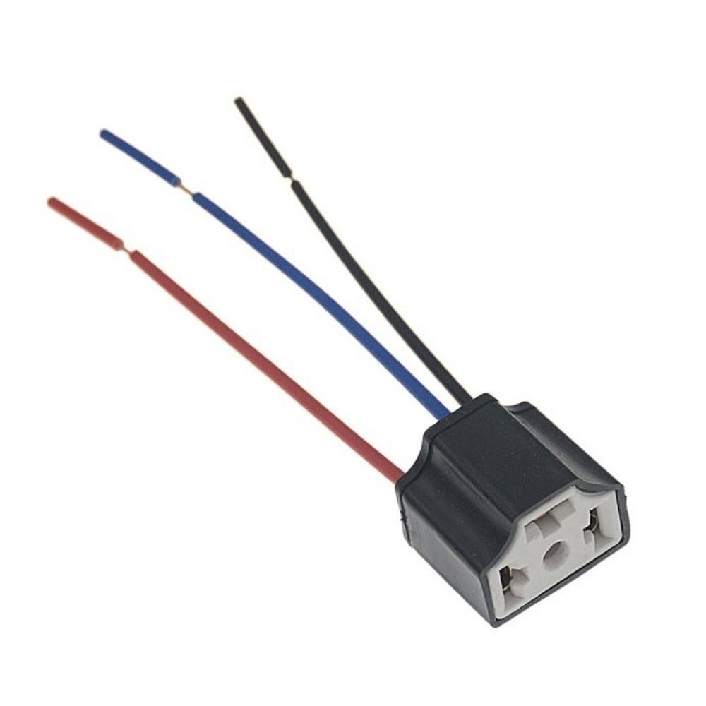 2Pcs Female Connector Ceramic Harness Plug 3-Pin H4 Bulb Socket Auto Headlight