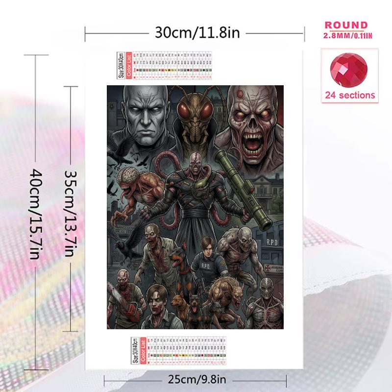Resident Evil Monster & Survival Art Set Pattern 3pcs 100% Round Full Drill 5D DIY Diamond Painting Embroidery Cross Stitch Rhinestone Décor