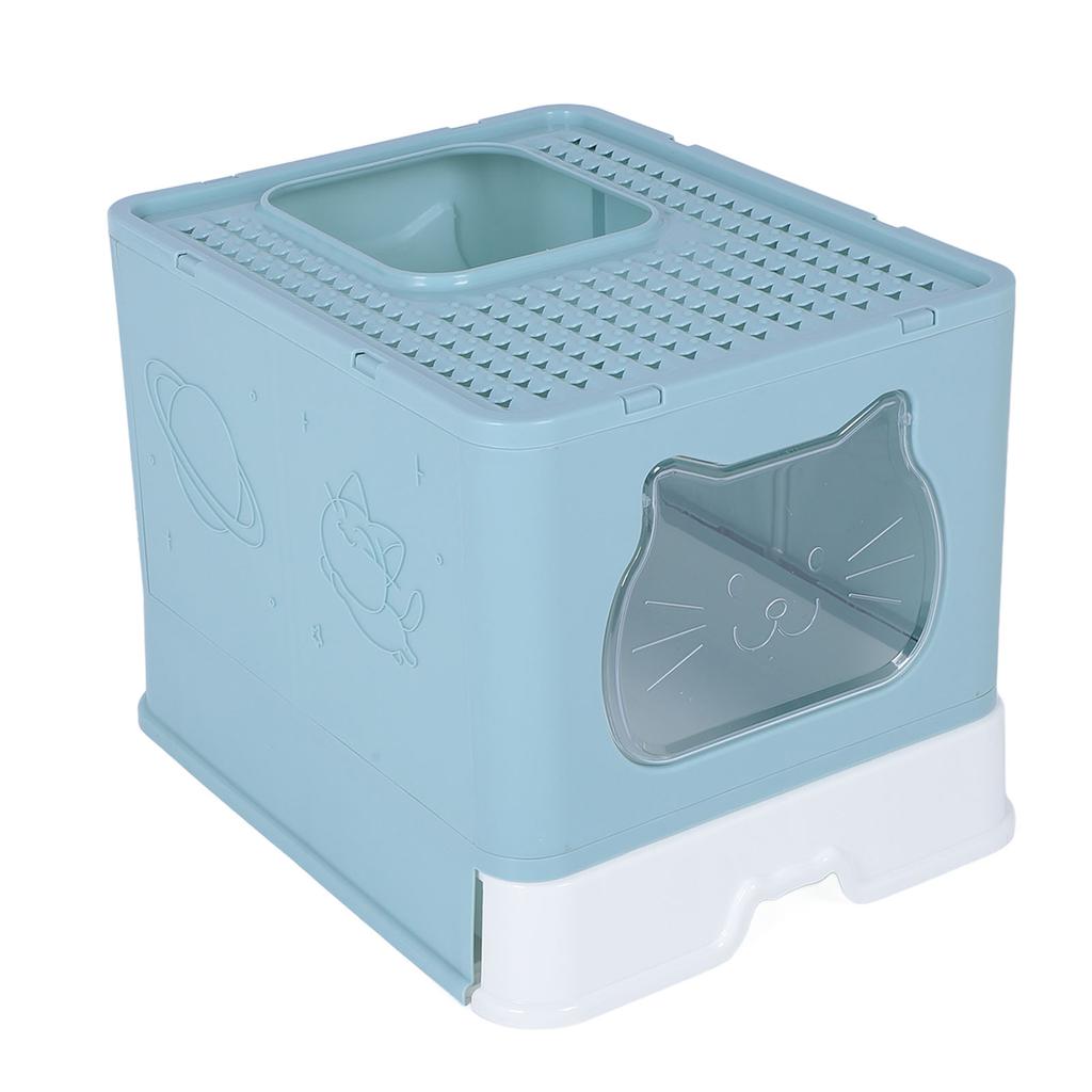 Enclosed Cat Litter Box Anti Splashing Easy to Clean Odor Control Large Top Entry Foldable Kitty Litter Tray with Lid