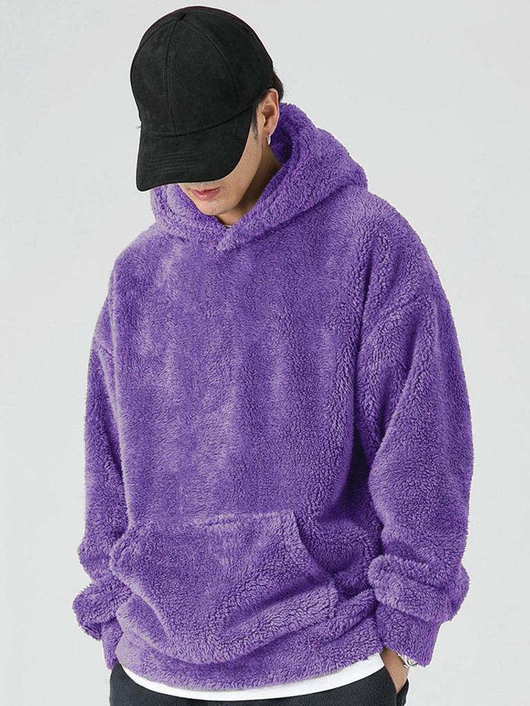 European Style Slim Fit Men's Coral Fleece Hooded Sweatshirt for Autumn and Winter