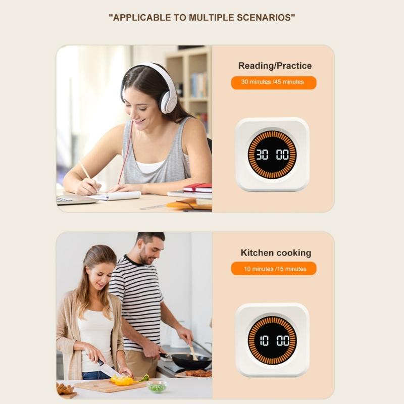 Gravities Sensors Countdown Study Timer with LED Display Rechargeable Cubes Shape Digital Timer Time Management Tool