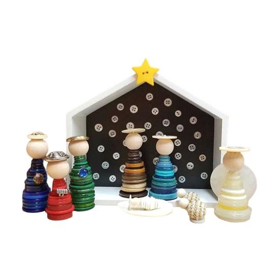 DIY Button Nativity Scene Kit Christmas Craft Set with Buttons Beads