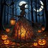 Saisonale Tischdekoration Halloween Hexe Lampe, Gotisch mit Laterne Licht, Gruselige Nacht für Feiertagsparty Tischplatte