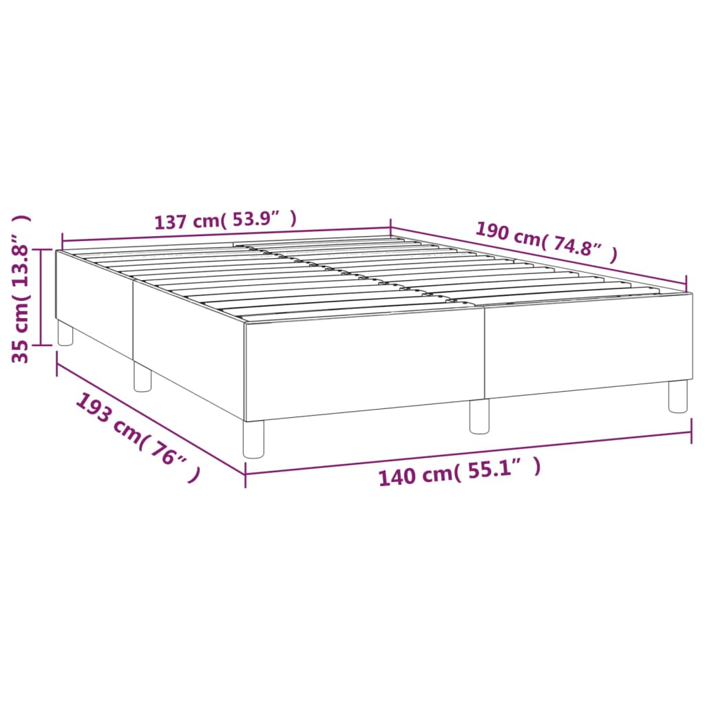 Box Spring Bed Frame Black 140 x 190 cm Fabric