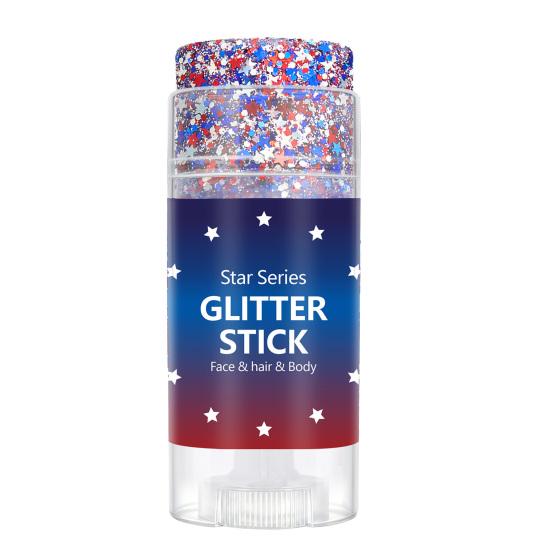 Patriotic Red White and Blue Body Glitter Stick, 4th of July Accessories for Women Kids, Sparkling Face Hair Glitter for 4th of July Outfits, American A