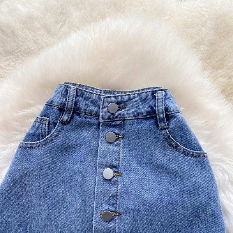 Fishtail Skirt, Half Skirt Female Denim Skirt Type A Fashion Medium And Long Split A-Shaped One-Step Wrap Skirt