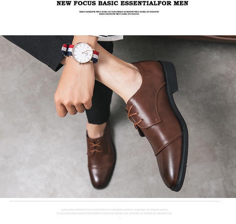 Men's Large Size Derby Formal Leather Shoes for Office, Wedding, and Banquet