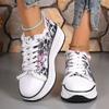 Grube Sneakersy na Platformie z Nadrukiem dla Kobiet Jesień 2025 Sznurowane Wulkanizowane Buty Kobieta Antypoślizgowa Gruba Podeszwa Buty Sportowe Plus Size