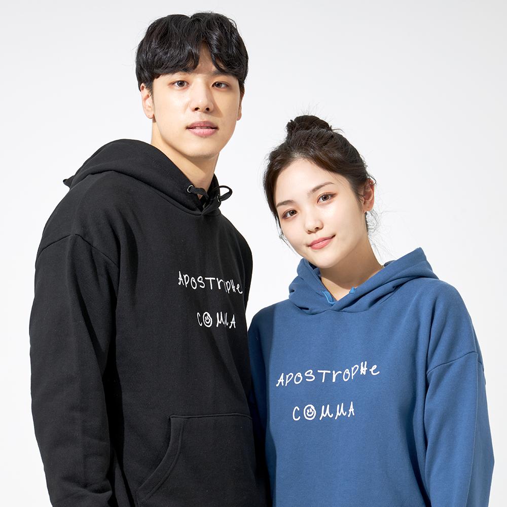 Upper Trophy Comma Full Name Drawing Logo Hoodie (Blue/White) Blue/M