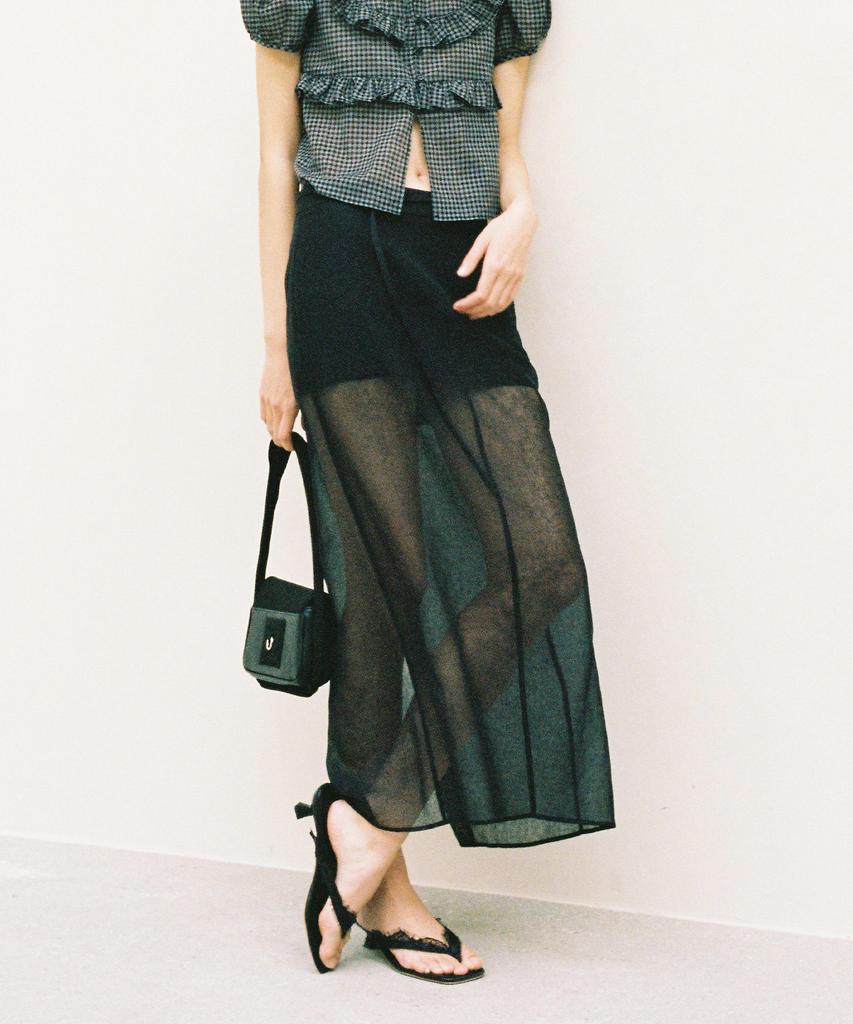 El Mood Woman Sheer Layered Skirt Black