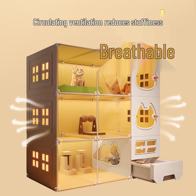 Luxury Indoor Multi-Layer Cat Villa with Integrated Litter Box